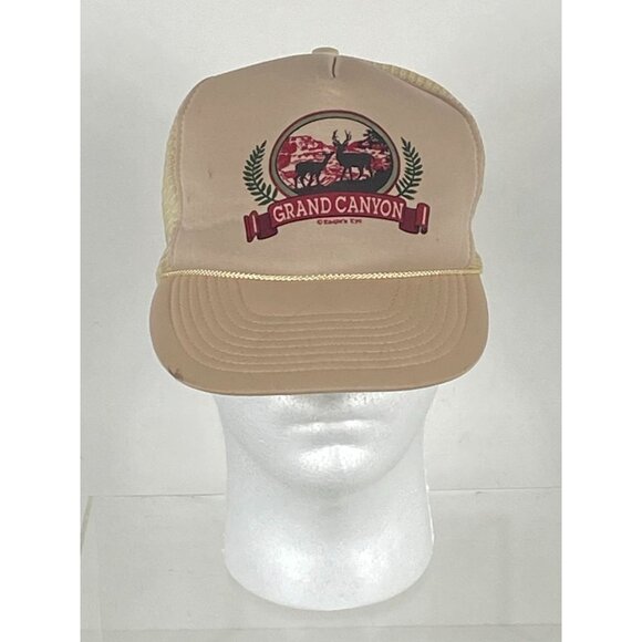 Vintage Cameo Grand Canyon Trucker Mesh Snapback Hat Cap Beige OS F248 - Picture 1 of 7